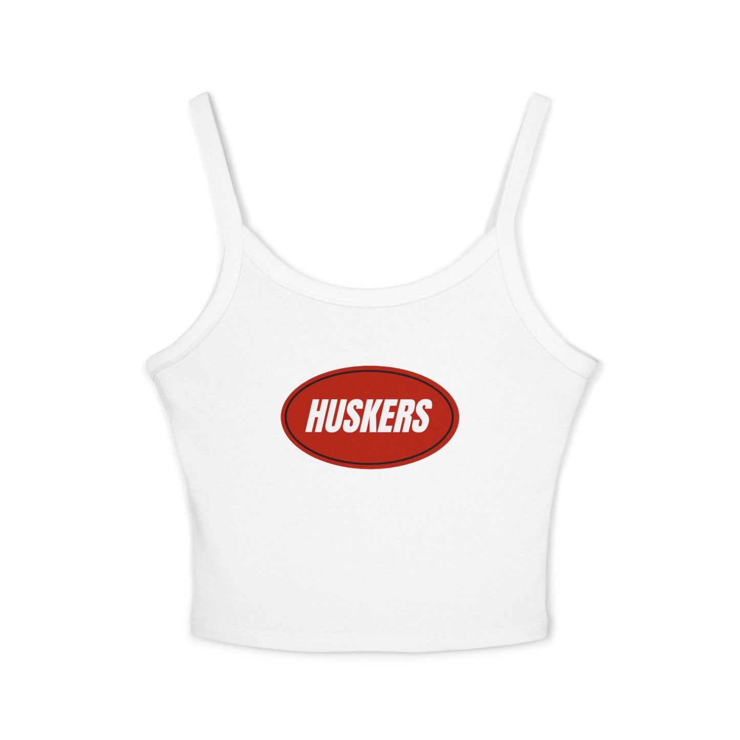 Huskers Oval Crop Tank Top — Women's Spaghetti Strap Game Day Tank